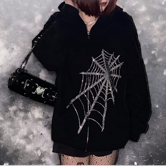Tops - Streetwear Pullover Hoodie SPIDER
